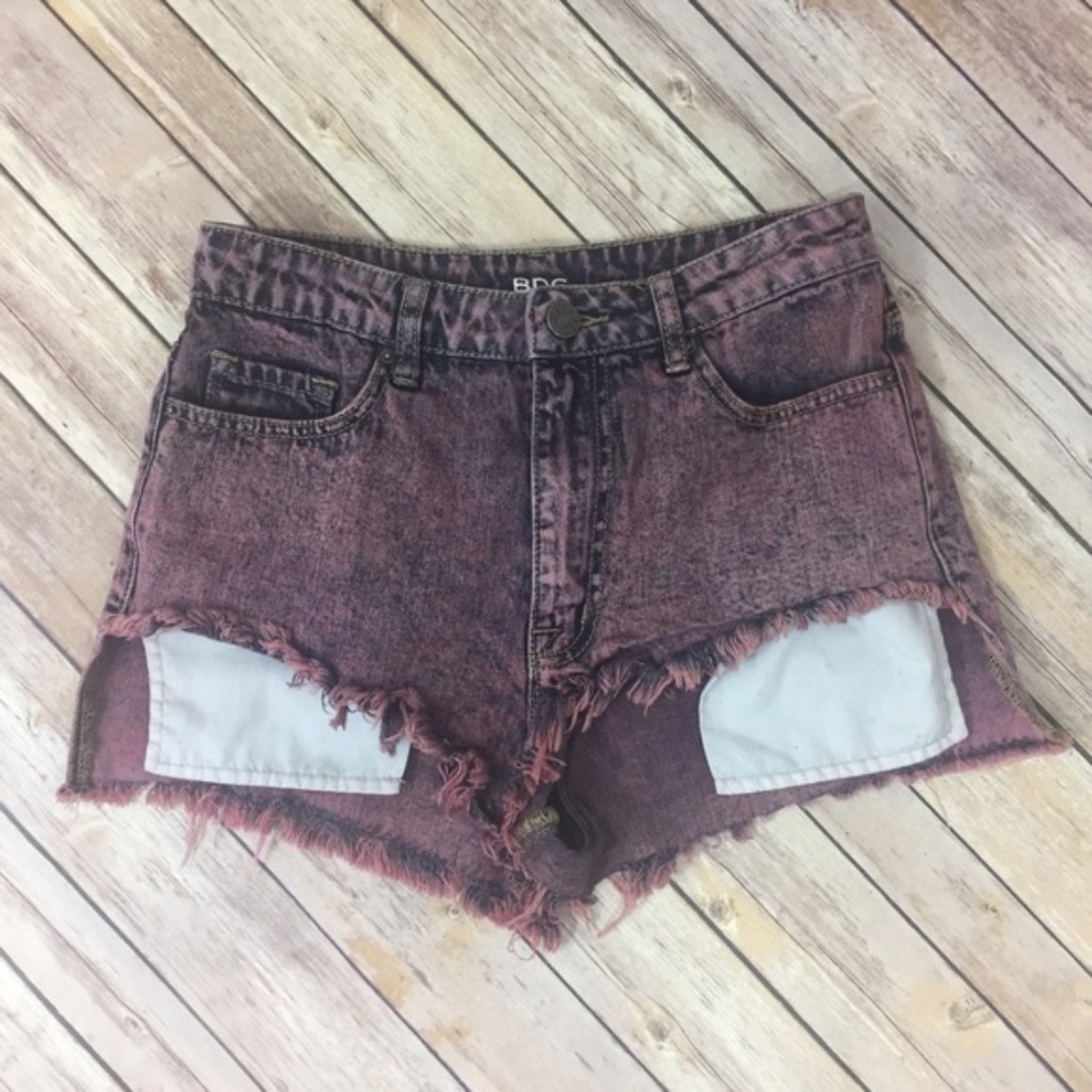 BDG High Rise Cut Off Shorts Purple Size 27
